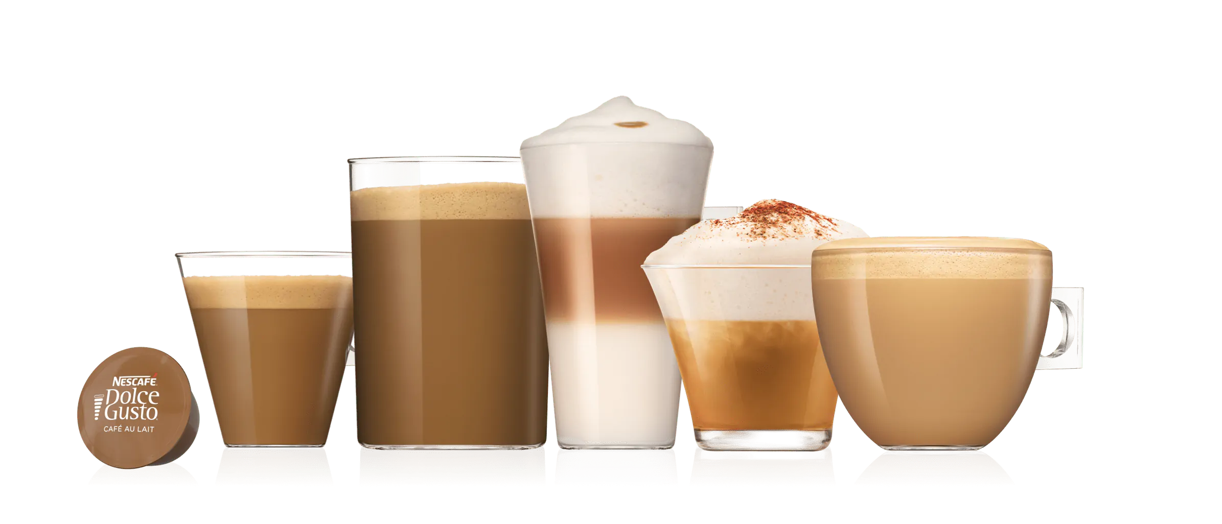 Latte, cappuccino ja valge kohvi kapslid | NESCAFÉ® Dolce Gusto® header image