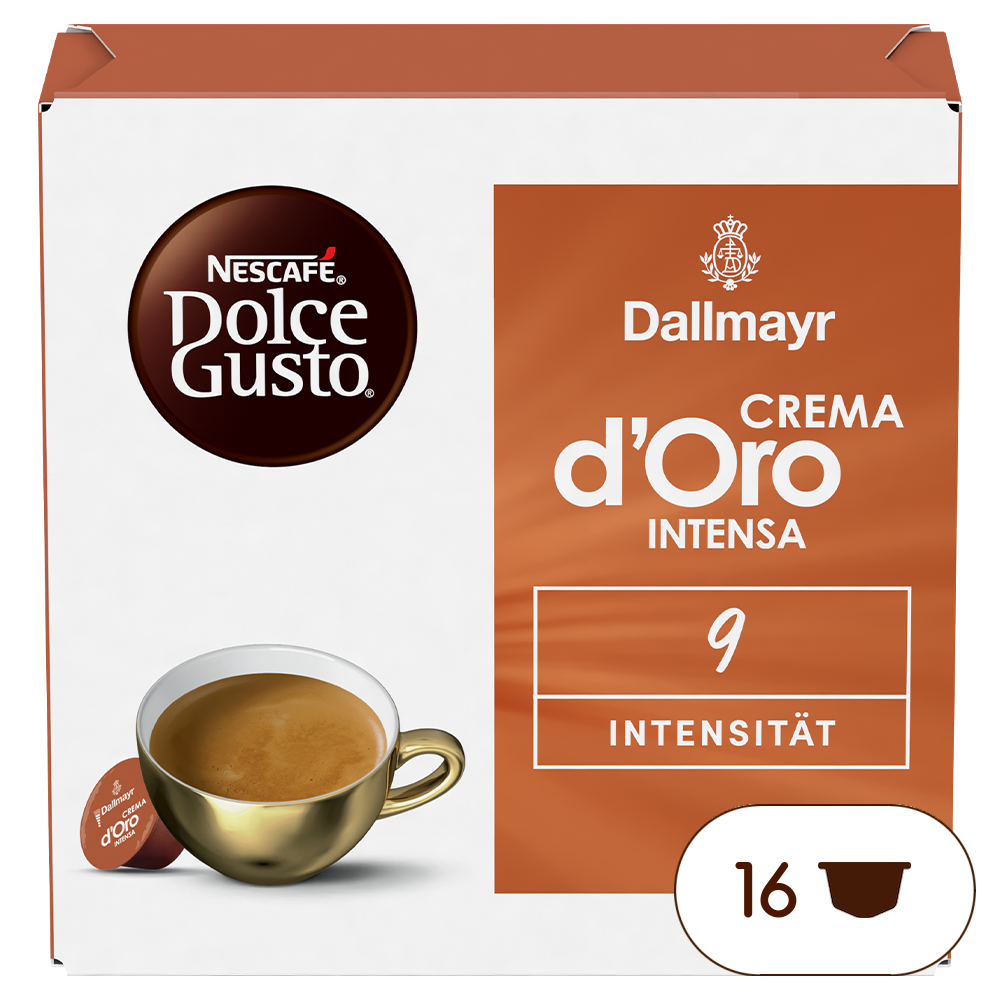 Front view of the Dallmayr Crema d'Oro Intensa box