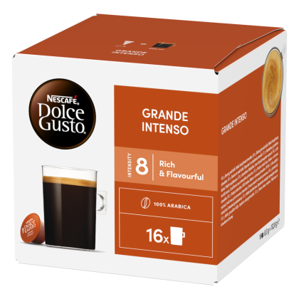 Front view of Grande Intenso 8 (16 pods) box